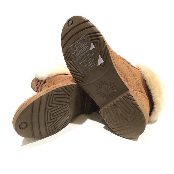 UGG Weylyn Shearling Cuff Ankle Boots -Chestnut Suede -US 8 -NEW - Picture 7 of 8